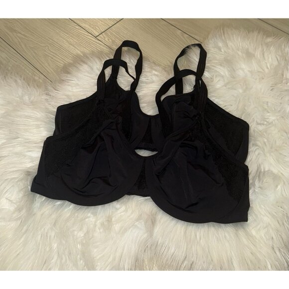 2 Olga GI8961A Cloud 9 Full Figure Lace Trim Minimizer Bras UW Womens 36C Black